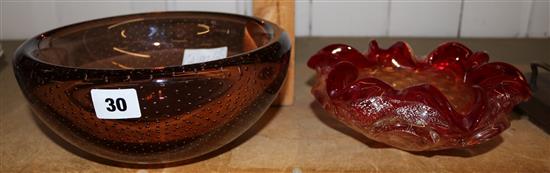 2 studio glass bowls